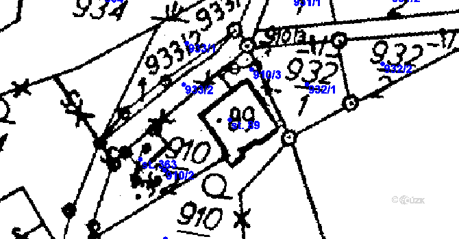 Parcela st. 89 v KÚ Vesec pod Kozákovem, Katastrální mapa