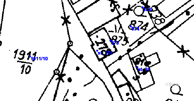 Parcela st. 278 v KÚ Vesec pod Kozákovem, Katastrální mapa