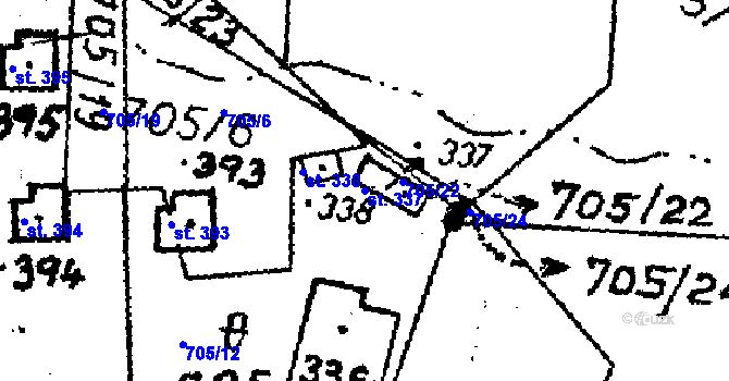 Parcela st. 337 v KÚ Vesec pod Kozákovem, Katastrální mapa