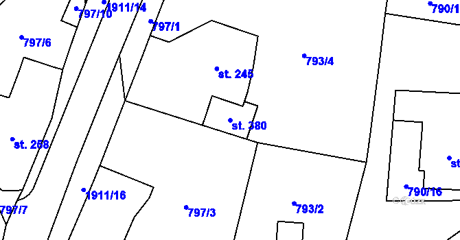 Parcela st. 380 v KÚ Vesec pod Kozákovem, Katastrální mapa