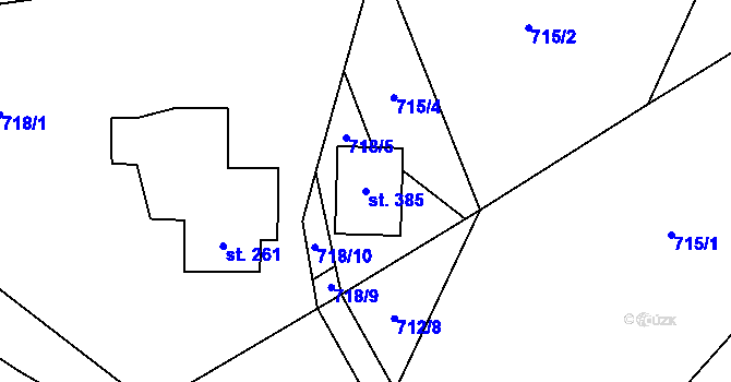 Parcela st. 385 v KÚ Vesec pod Kozákovem, Katastrální mapa