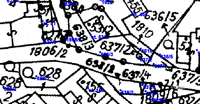 Parcela st. 638/3 v KÚ Vesec pod Kozákovem, Katastrální mapa