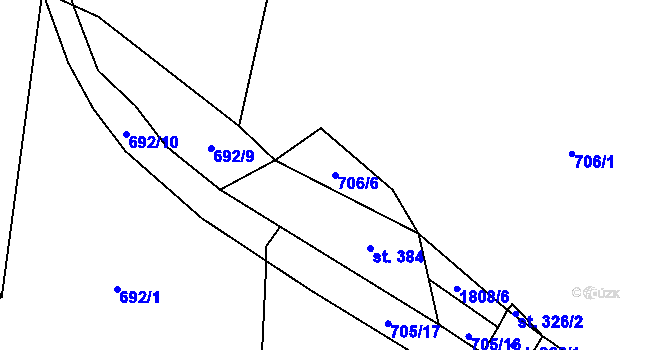 Parcela st. 706/6 v KÚ Vesec pod Kozákovem, Katastrální mapa