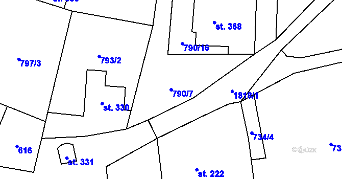 Parcela st. 790/7 v KÚ Vesec pod Kozákovem, Katastrální mapa