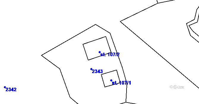 Parcela st. 107/2 v KÚ Vesec pod Kozákovem, Katastrální mapa