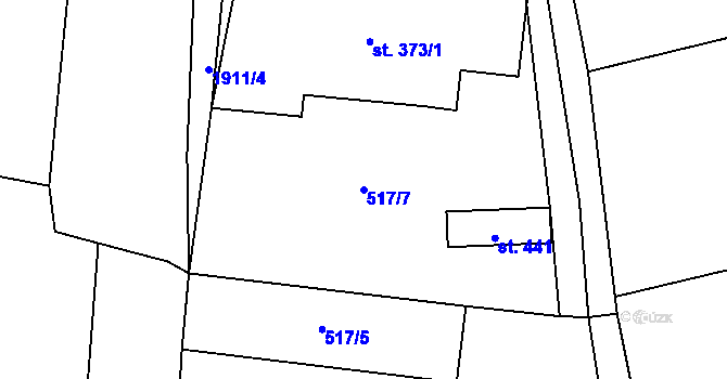 Parcela st. 517/7 v KÚ Vesec pod Kozákovem, Katastrální mapa