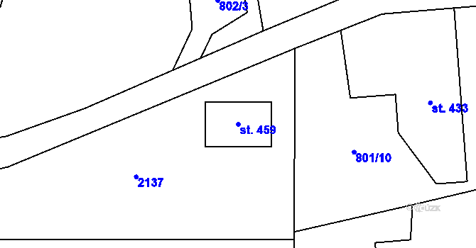 Parcela st. 459 v KÚ Vesec pod Kozákovem, Katastrální mapa