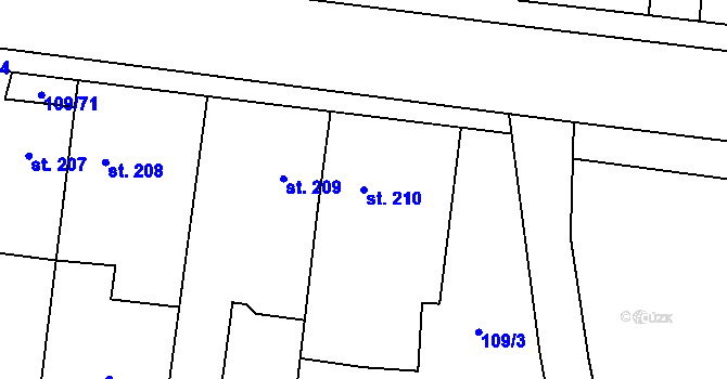 Parcela st. 210 v KÚ Mirovice, Katastrální mapa