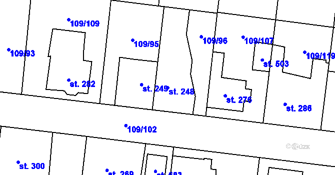 Parcela st. 248 v KÚ Mirovice, Katastrální mapa