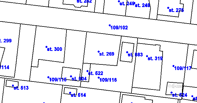 Parcela st. 269 v KÚ Mirovice, Katastrální mapa