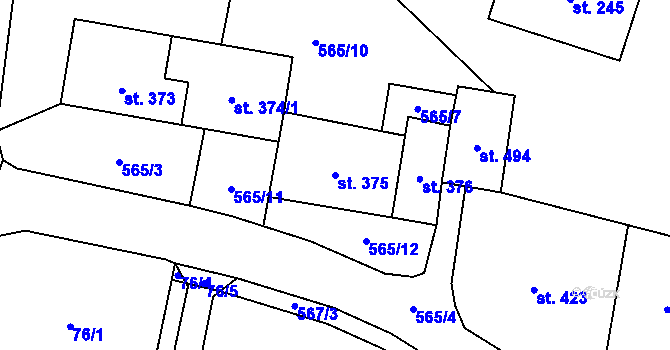 Parcela st. 375 v KÚ Mirovice, Katastrální mapa