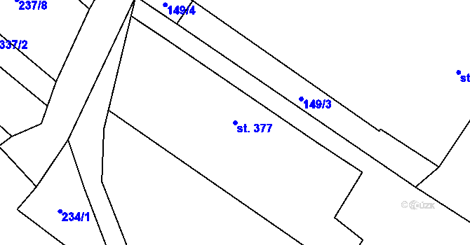 Parcela st. 377 v KÚ Mirovice, Katastrální mapa