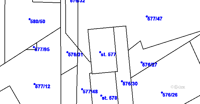 Parcela st. 577 v KÚ Mirovice, Katastrální mapa