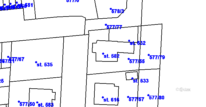 Parcela st. 582 v KÚ Mirovice, Katastrální mapa