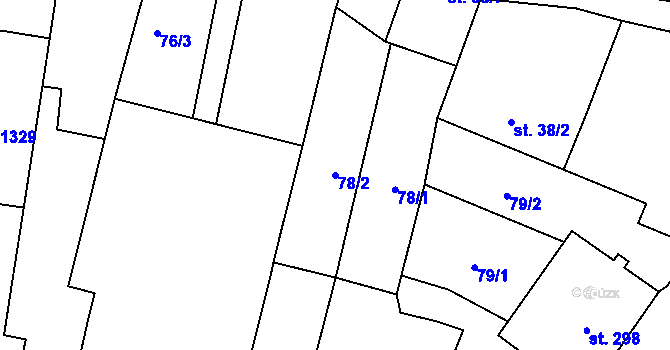 Parcela st. 78/2 v KÚ Mirovice, Katastrální mapa