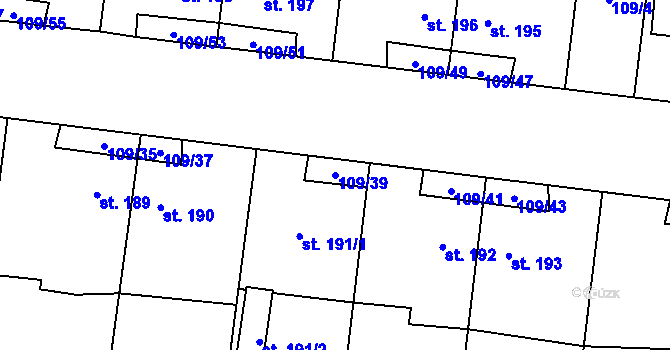 Parcela st. 109/39 v KÚ Mirovice, Katastrální mapa