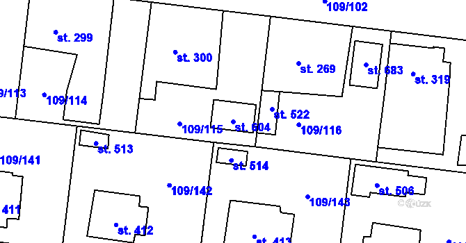 Parcela st. 604 v KÚ Mirovice, Katastrální mapa