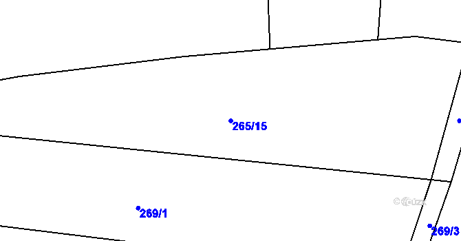 Parcela st. 265/15 v KÚ Bartoušov, Katastrální mapa