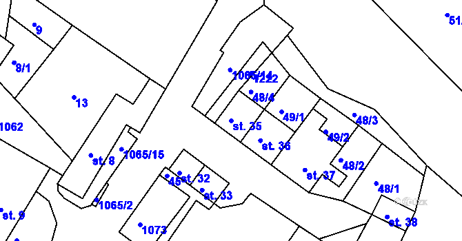Parcela st. 35 v KÚ Mírovka, Katastrální mapa