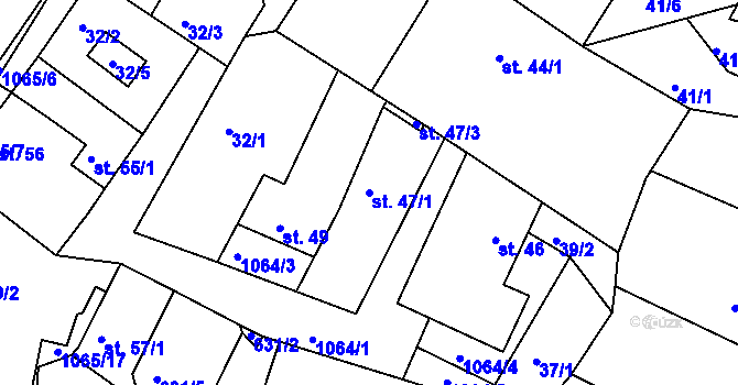 Parcela st. 47/1 v KÚ Mírovka, Katastrální mapa