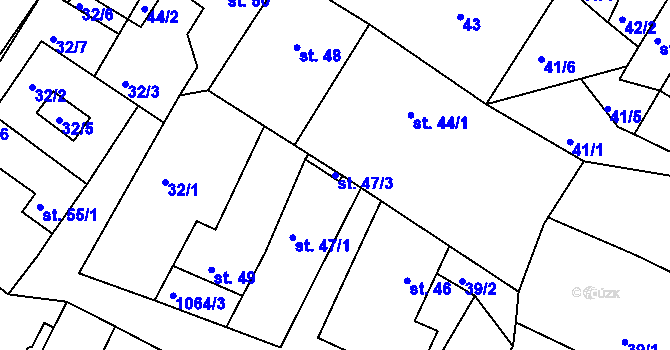 Parcela st. 47/3 v KÚ Mírovka, Katastrální mapa
