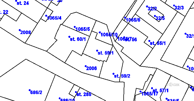 Parcela st. 59/1 v KÚ Mírovka, Katastrální mapa