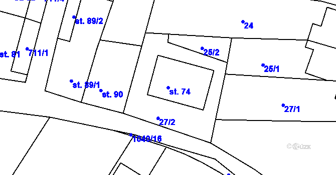 Parcela st. 74 v KÚ Mírovka, Katastrální mapa