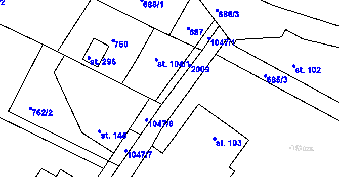 Parcela st. 104/2 v KÚ Mírovka, Katastrální mapa