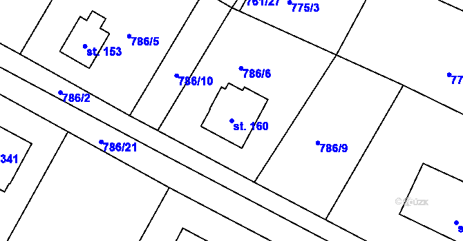 Parcela st. 160 v KÚ Mírovka, Katastrální mapa