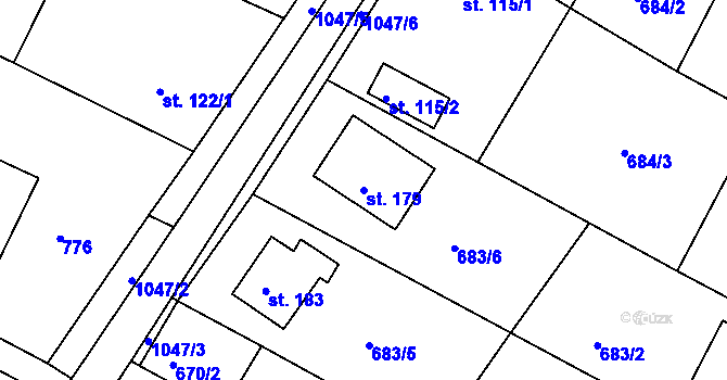 Parcela st. 179 v KÚ Mírovka, Katastrální mapa