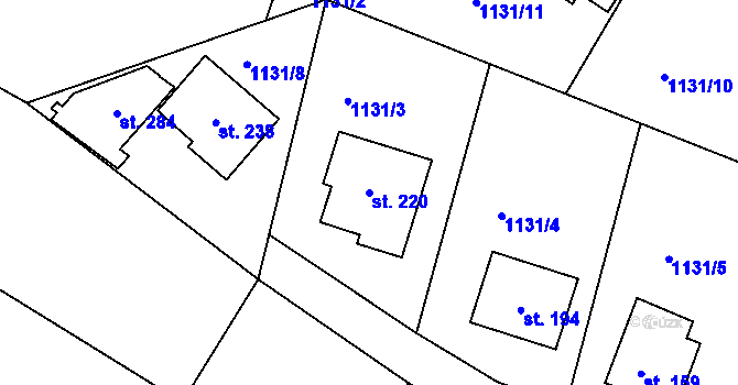 Parcela st. 220 v KÚ Mírovka, Katastrální mapa
