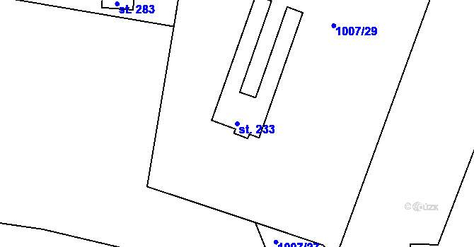 Parcela st. 233 v KÚ Mírovka, Katastrální mapa