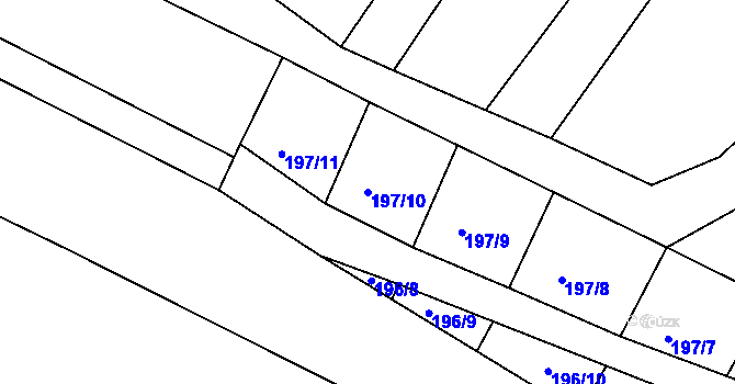 Parcela st. 197/10 v KÚ Mírovka, Katastrální mapa