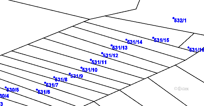 Parcela st. 531/12 v KÚ Mírovka, Katastrální mapa