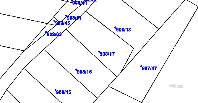 Parcela st. 908/17 v KÚ Mírovka, Katastrální mapa