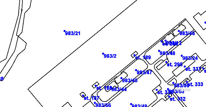Parcela st. 983/2 v KÚ Mírovka, Katastrální mapa