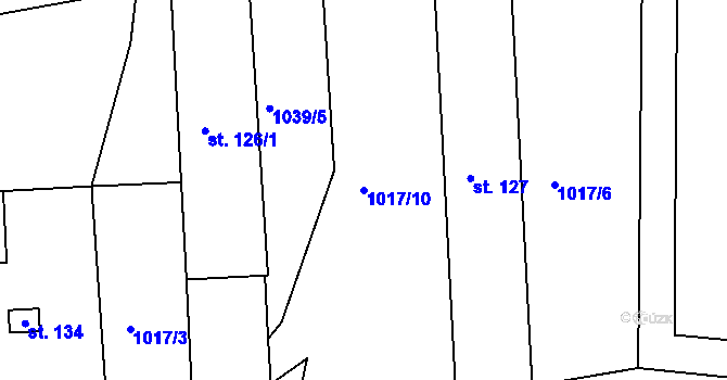 Parcela st. 1017/10 v KÚ Mírovka, Katastrální mapa