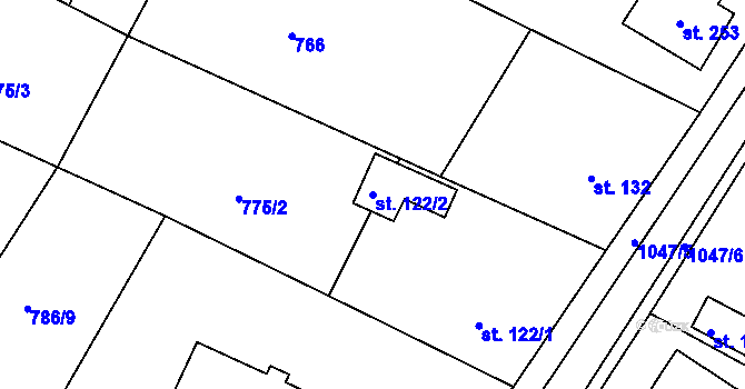 Parcela st. 122/2 v KÚ Mírovka, Katastrální mapa