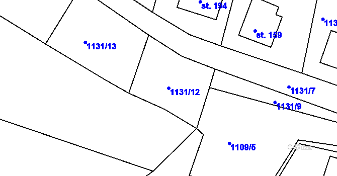 Parcela st. 1131/12 v KÚ Mírovka, Katastrální mapa