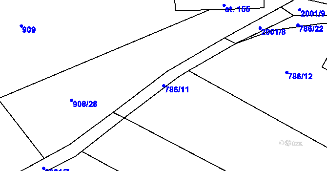 Parcela st. 786/11 v KÚ Mírovka, Katastrální mapa