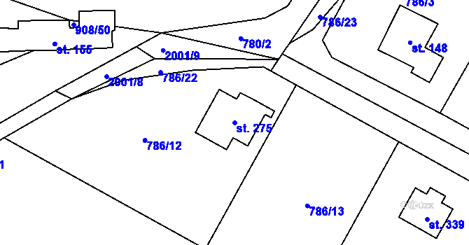 Parcela st. 275 v KÚ Mírovka, Katastrální mapa