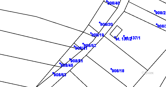 Parcela st. 908/52 v KÚ Mírovka, Katastrální mapa