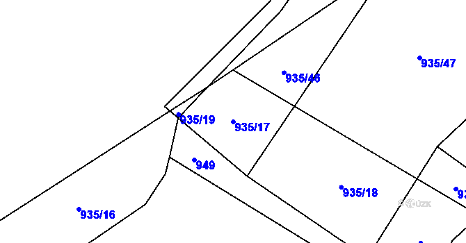 Parcela st. 935/17 v KÚ Mírovka, Katastrální mapa