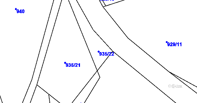 Parcela st. 935/22 v KÚ Mírovka, Katastrální mapa