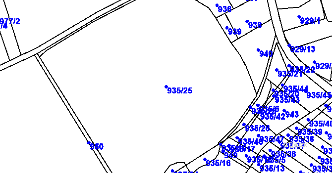 Parcela st. 935/25 v KÚ Mírovka, Katastrální mapa
