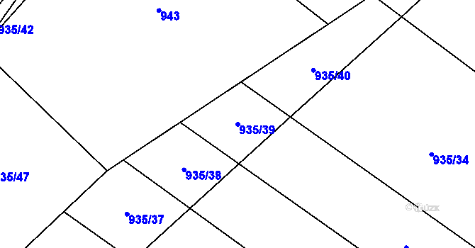 Parcela st. 935/39 v KÚ Mírovka, Katastrální mapa