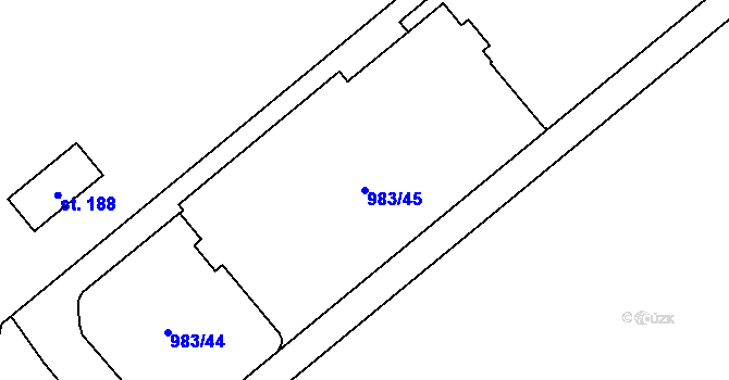 Parcela st. 983/45 v KÚ Mírovka, Katastrální mapa