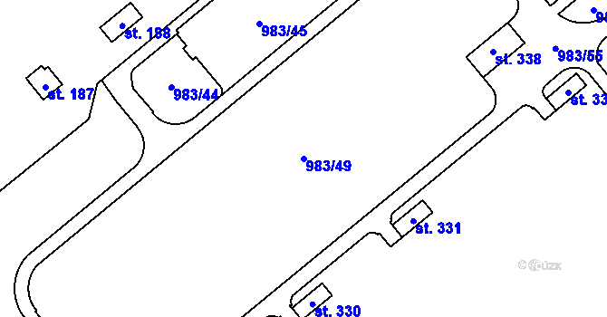 Parcela st. 983/49 v KÚ Mírovka, Katastrální mapa