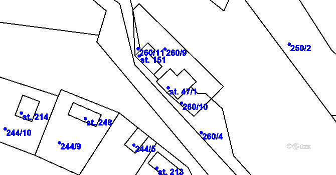 Parcela st. 47/1 v KÚ Vysoká u Havlíčkova Brodu, Katastrální mapa