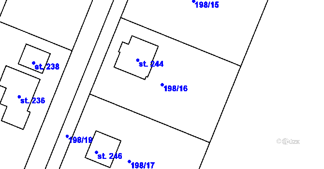 Parcela st. 198/16 v KÚ Vysoká u Havlíčkova Brodu, Katastrální mapa